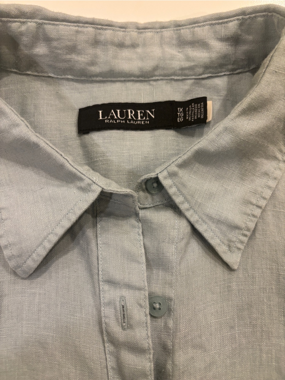 Lauren Ralph Lauren Pale Blue‎ Linen Button-Front Tunic - Picture 6 of 7